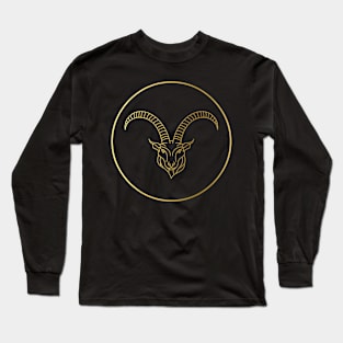 Capricorn Zodiac Art Gold Long Sleeve T-Shirt